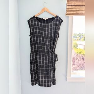 Ann Taylor LOFT NWT Windowpane Black and White Side Tie Dress, Size 16